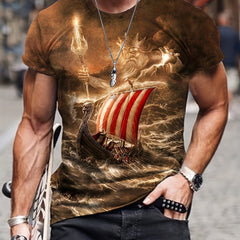 Sailboat 3D Print Men's Short Sleeve T-shirt Graphic Tee