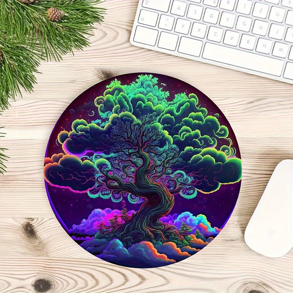 Tree Round Mouse Mat Mouse Pad Non Slip Rubber Base Small Size 7.8 X 7.8inch