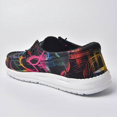 Women's Printed Canvas Slip On Sneakers Casual Walking Shoes