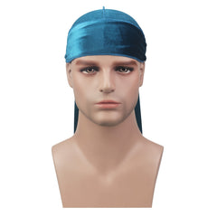 High Velvet Pirate Hat with Long Tail Turban for Men