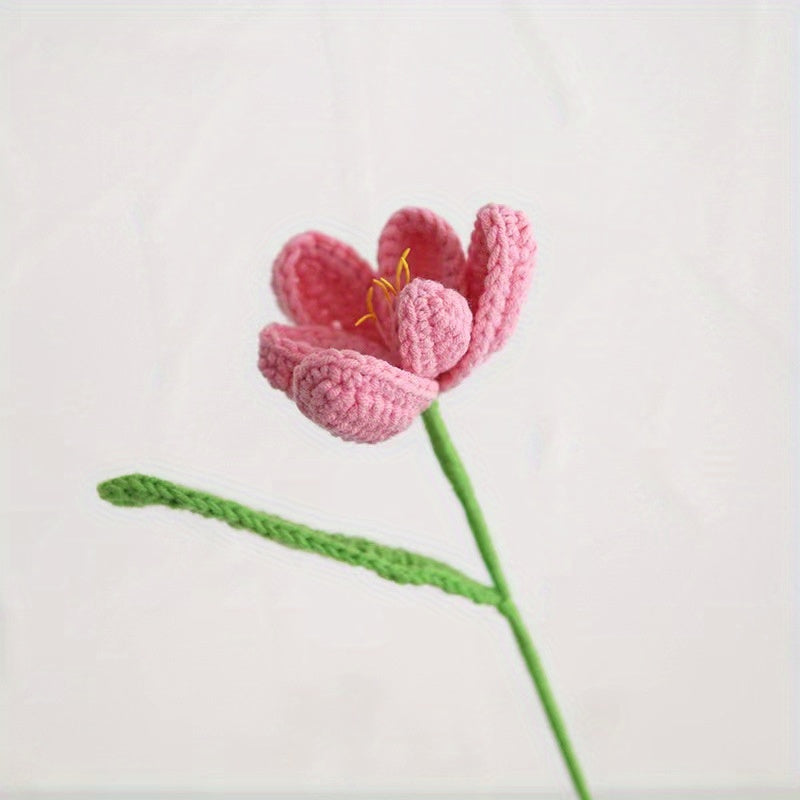 Crochet Blooming Tulip by Milk Cotton Yarn Forever Flower for Mother's Gift