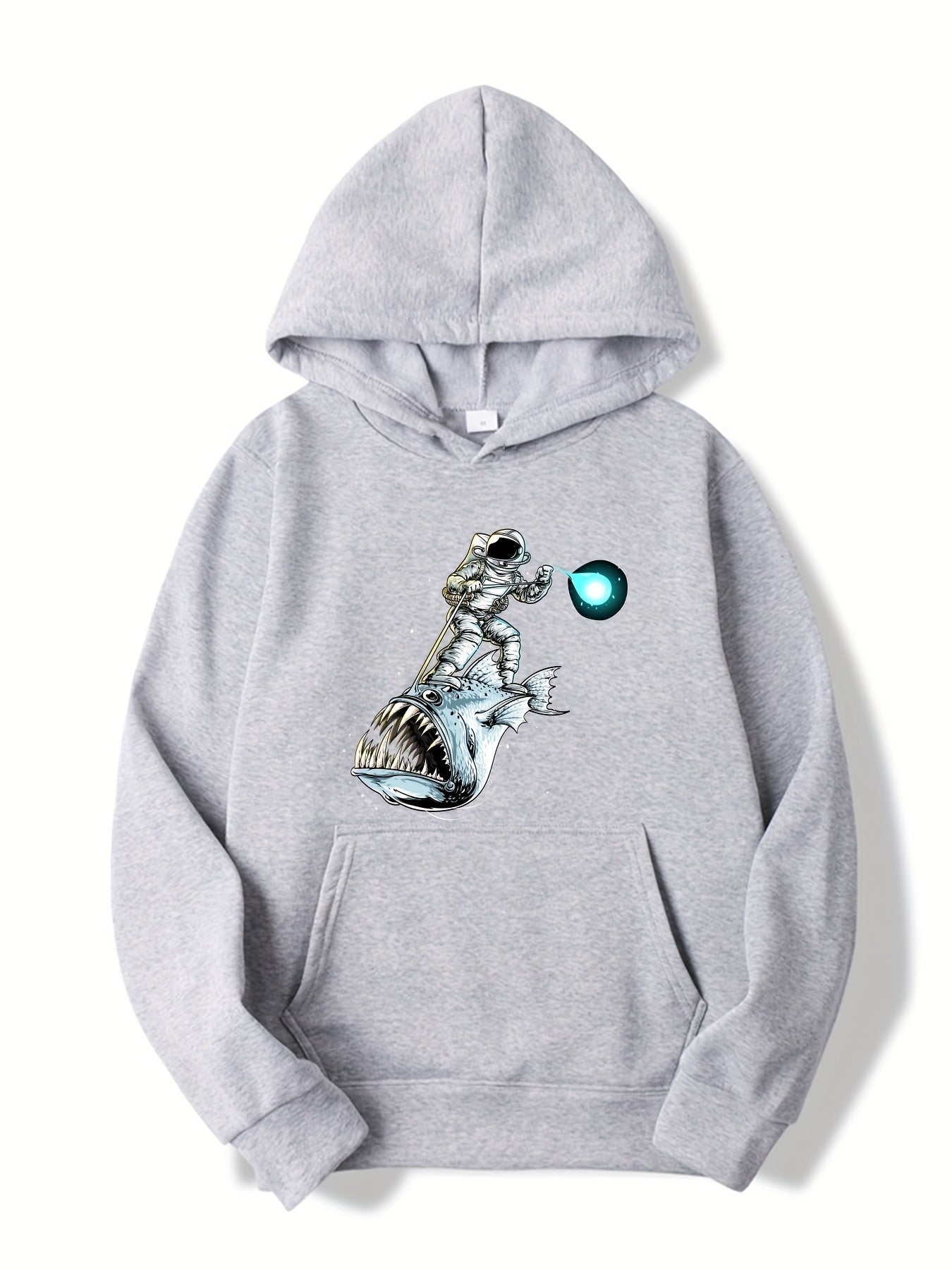 Space Fish Print Boys Hooded Sweatshirt