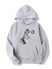 Space Fish Print Boys Hooded Sweatshirt