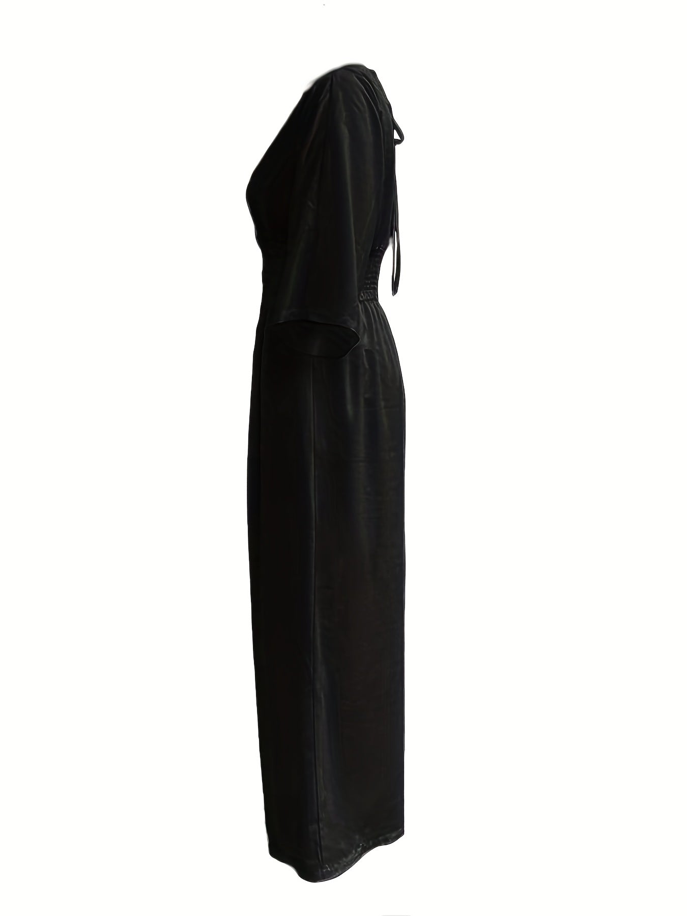 Solid V-neck Wide Leg Jumpsuit for Women