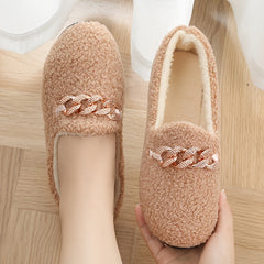 Solid Synthetic Warm Flat Shoes for Women