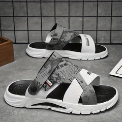 Men's Letters And Numbers Print Sandals Durable Non Slip Outdoor Sandals