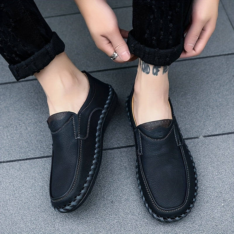 Men's Stitch Detail Loafer Shoes Comfy Moc Toe Slip On Shoes