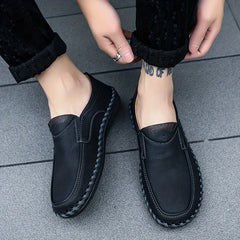Men's Stitch Detail Loafer Shoes Comfy Moc Toe Slip On Shoes
