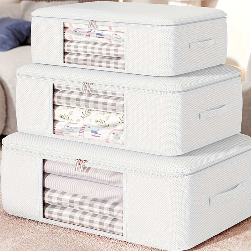 1pc Foldable Under Bed Bags Thick Breathable Underbed Storage Zip Organizer