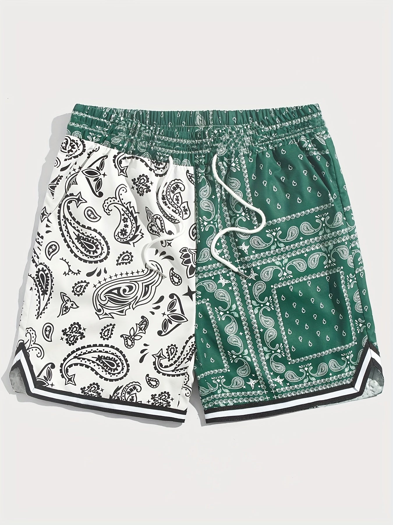 Paisley Pattern Shorts with Drawstring Waist for Men