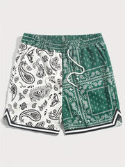 Paisley Pattern Shorts with Drawstring Waist for Men
