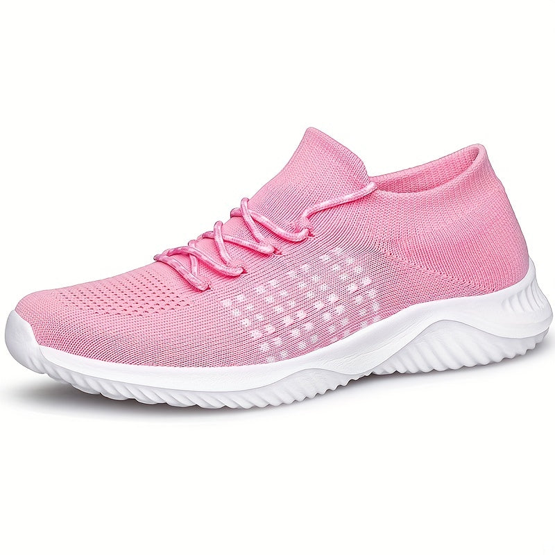 Women's Low Top Knitted Sports Shoes Lace Up Outdoor Running Sneakers