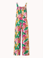Tropical Print Wide Leg Jumpsuit Sleeveless
