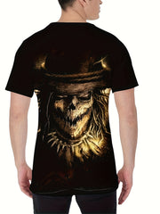 Pirate Skeleton Print T shirt Men's Casual Street Style Tee Shirt