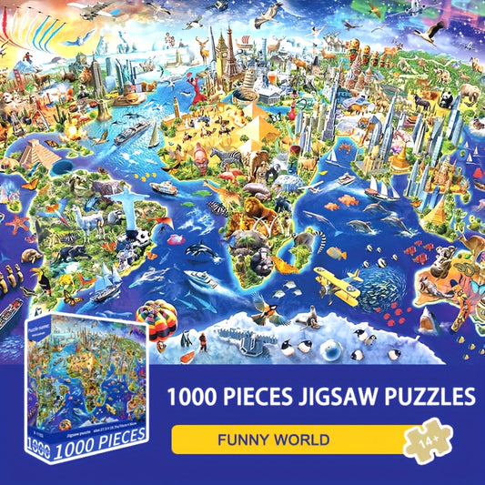 1000pcs Global Landmarks & Wildlife Jigsaw Puzzle - DIY