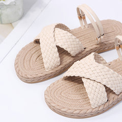 Women's Cross Strap Beach Slippers Comfortable Outdoor Flat Slippers