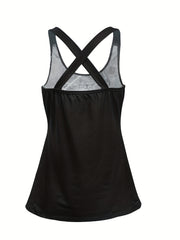 Skull & Flower Print Gothic Tank Top Sleeveless Summer Women's Clothing