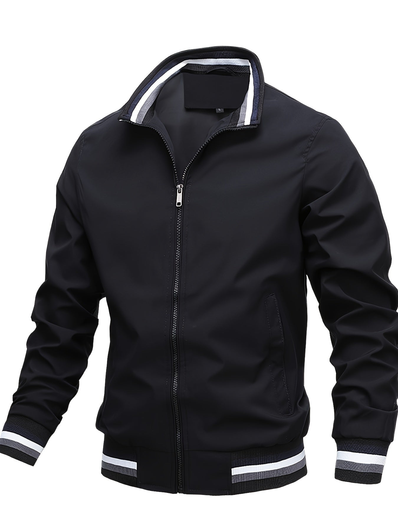 Men's Stand Collar Windbreaker Jacket for Spring Autumn