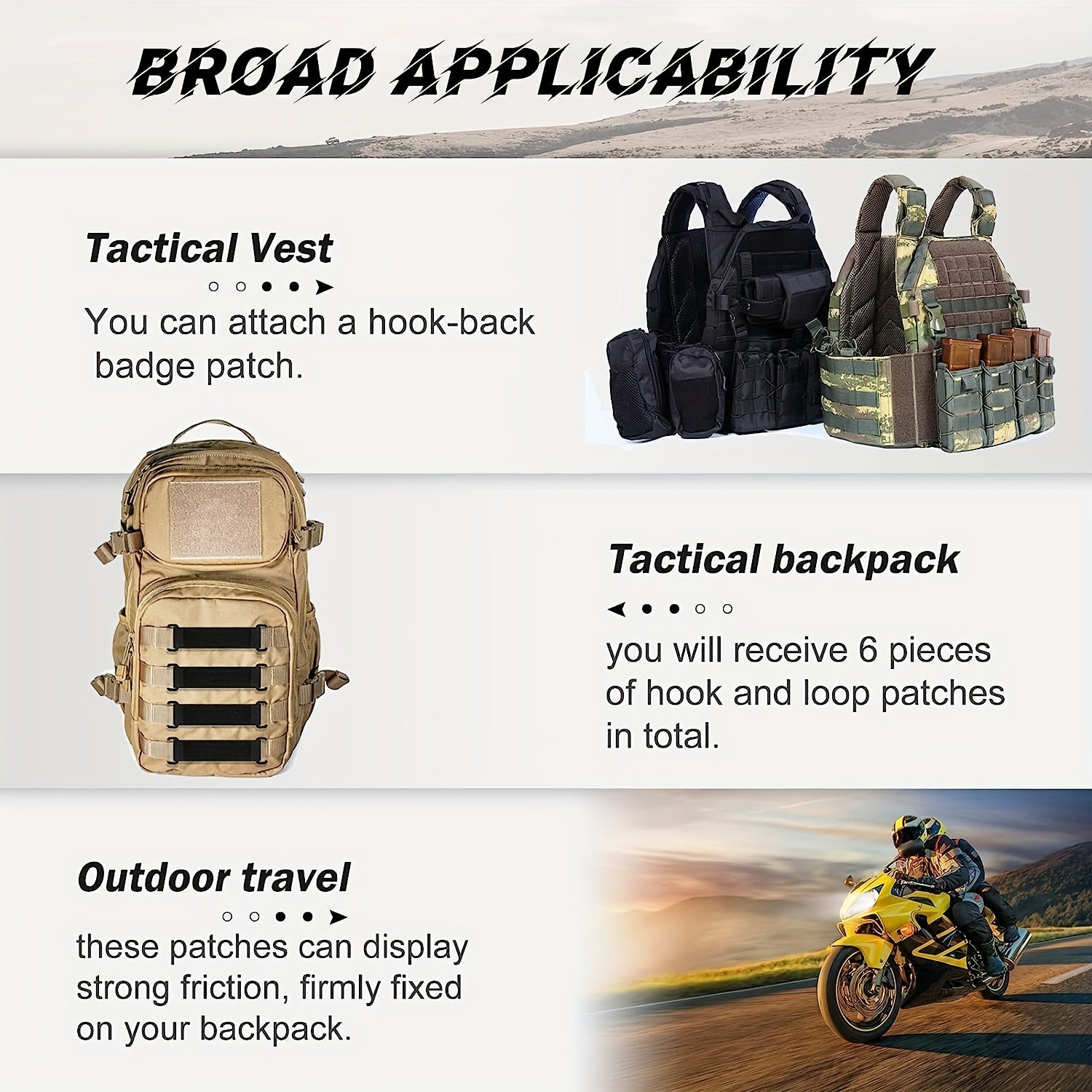 Detachable Molle Patch Panel with Loop for Backpack