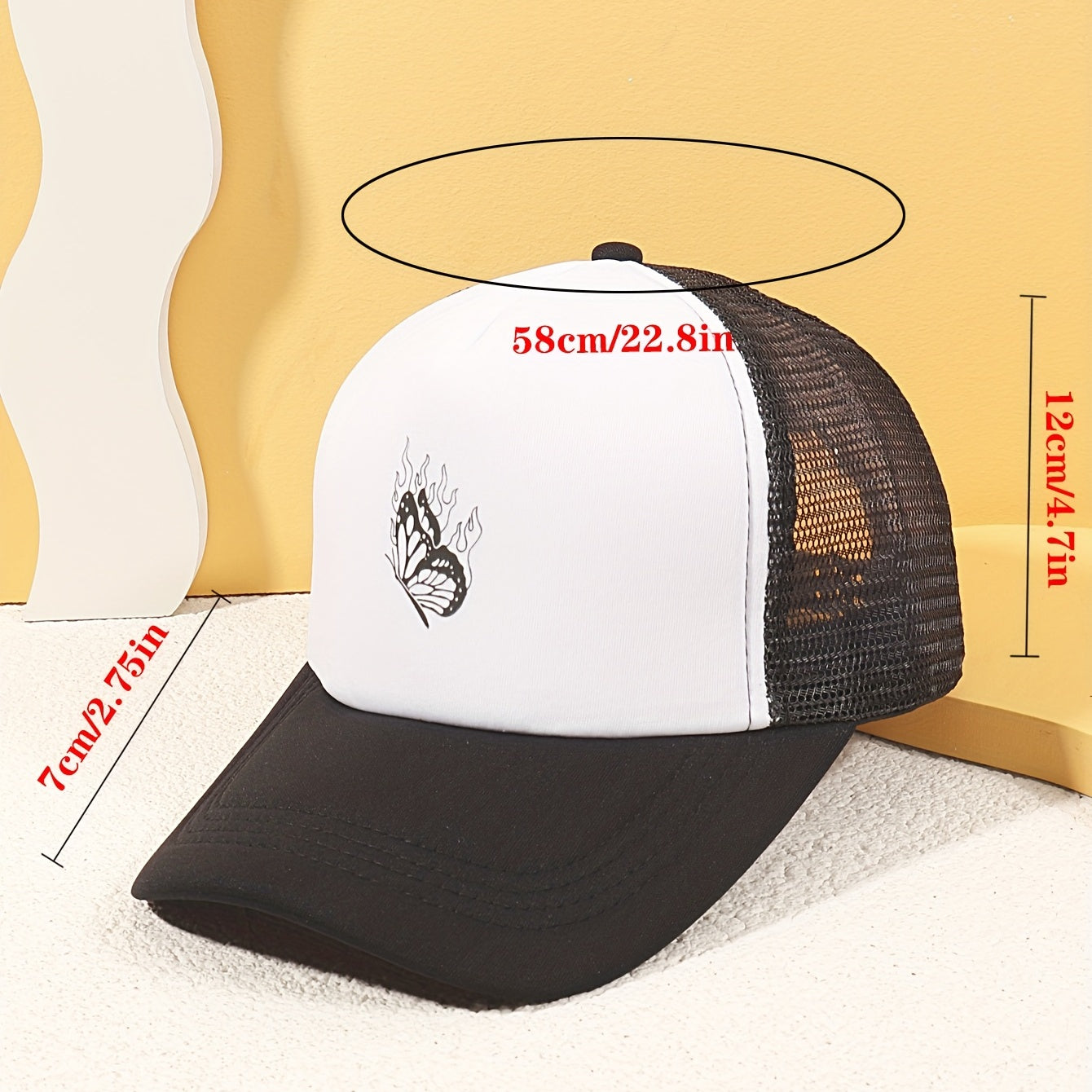 Butterfly Print Trucker Hat Mesh Baseball Cap Lightweight Sunshade Dad Hats