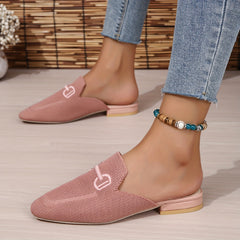 Women's Mesh Mules Closed Toe Slip On Backless Loafers