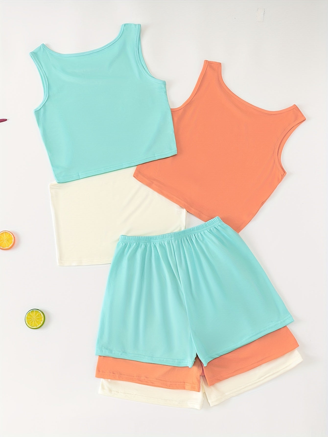 3-Piece Lounge Set Crew Neck Top & Shorts Women's Loungewear