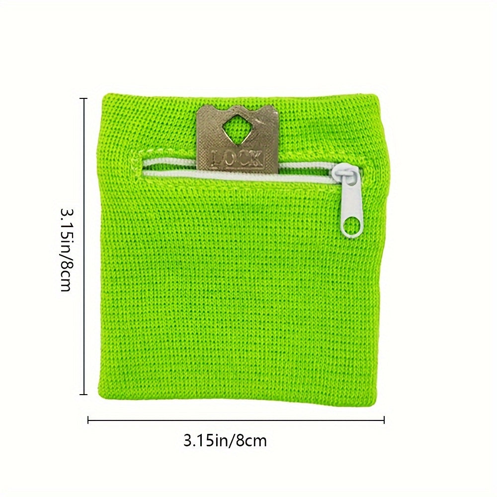 Cotton Wrist Wallet Zipper Sweatbands Men Women