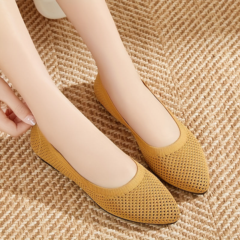 Women's Knitted Ballet Flats Soft Sole Slip On Flats