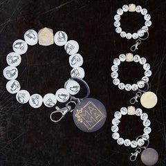 Monogram Printed Wood Bead Bracelet Keychain Horn Cheer Bracelet Alphabet