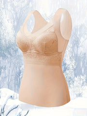 Contrast Lace Thermal Underwear V Neck Top