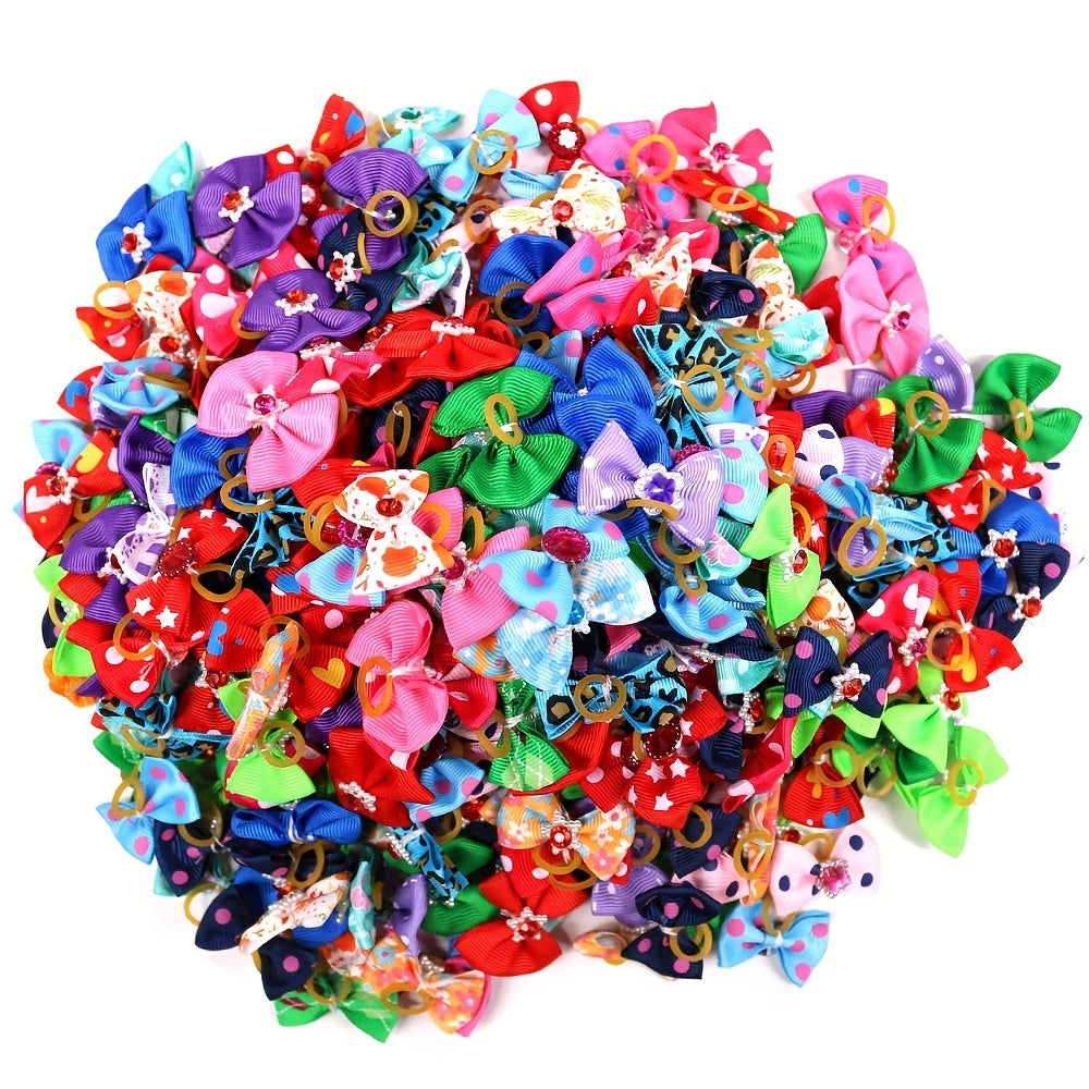 20pcs Bowknot Hair Ties for Pets - Stylish Accessories for Grooming