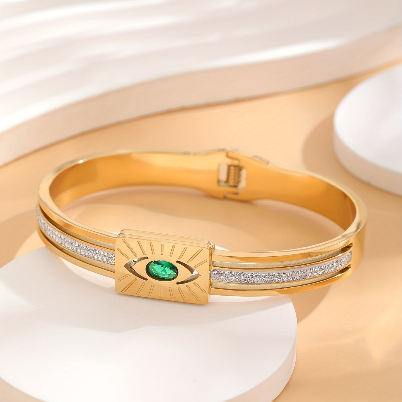 24K Gold Plated Devil's Eye Snap Bracelet 28inch