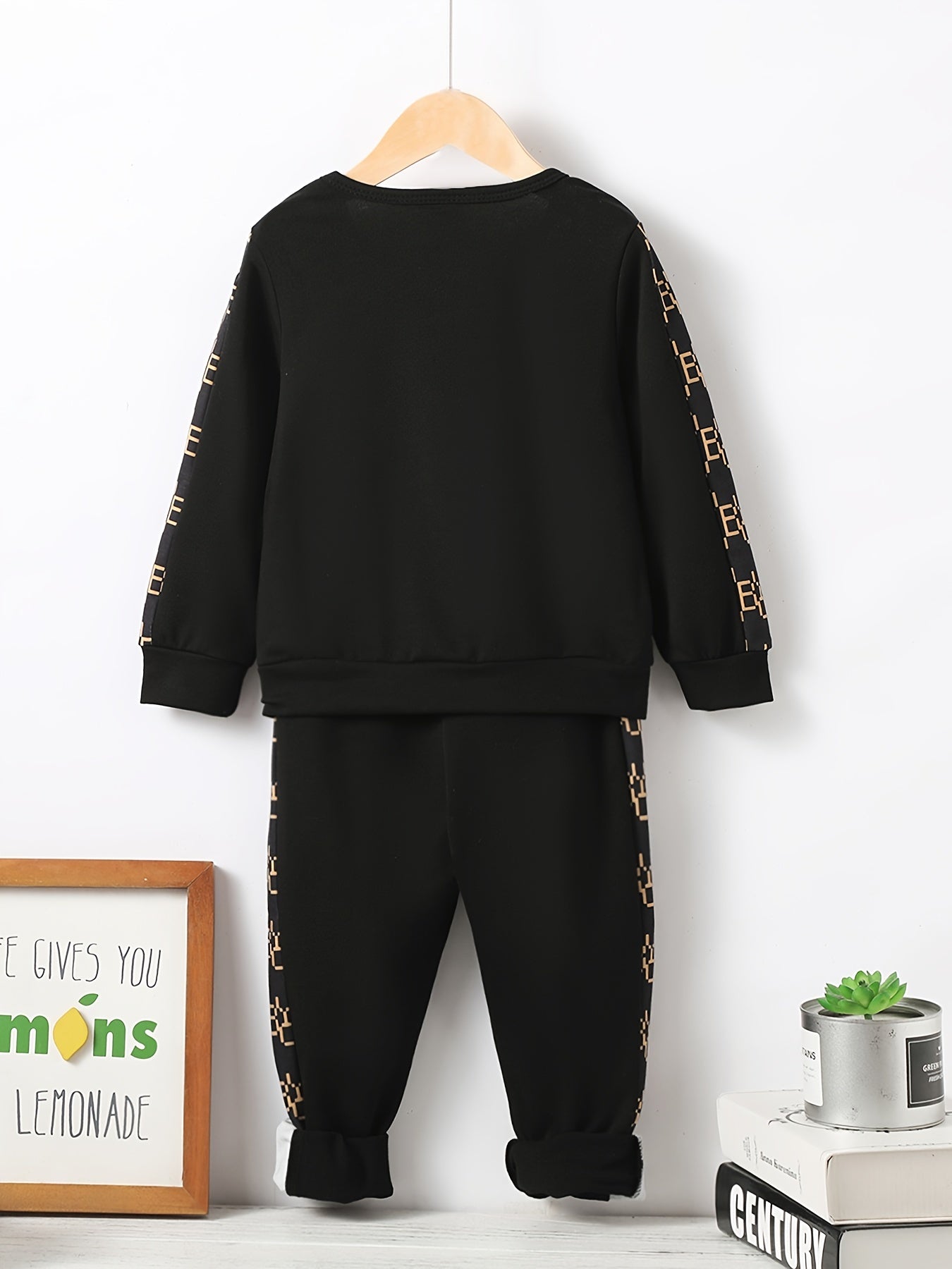 2pcs Toddler Boy Chest Bag Pullover Sweatshirt & Pants Set Kids Clothes