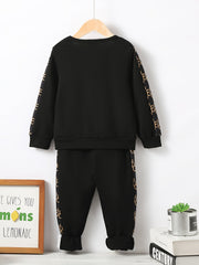 2pcs Toddler Boy Chest Bag Pullover Sweatshirt & Pants Set Kids Clothes