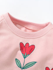 Girls Flowers Print Sweatshirt Dress for Spring/Autumn