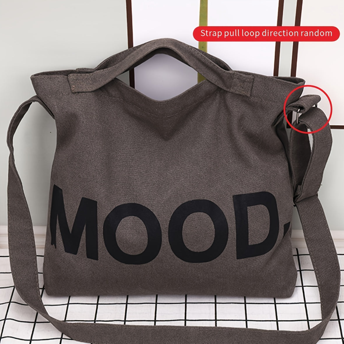 Vintage Canvas Tote Bag Gym Bag Letter Graphic Handbag