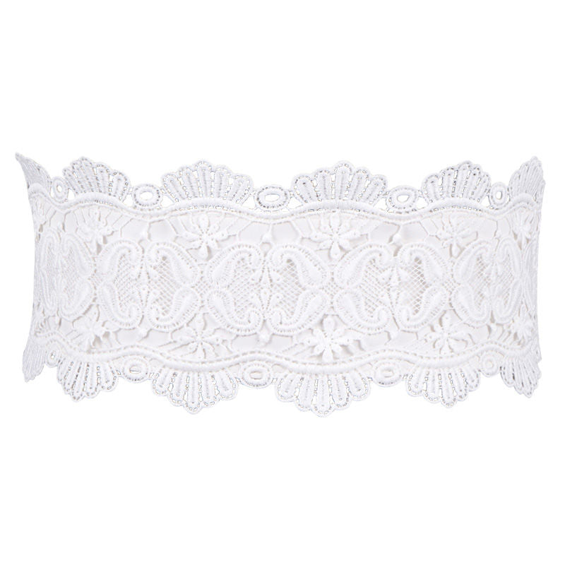 Lace Elastic Belt Women Decor Skirt Shirt Stretch Wide Waist Buckle Waist Belt