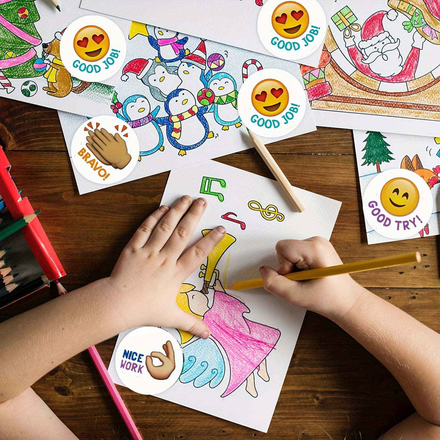 500pcs Cartoon Stickers Teacher Reward Encourage Sticker Self-adhesive Graffiti