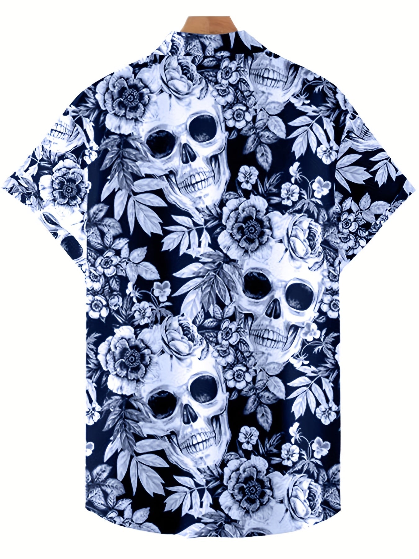 Skull Print Men's Casual Short Sleeve Shirt