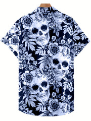 Skull Print Men's Casual Short Sleeve Shirt