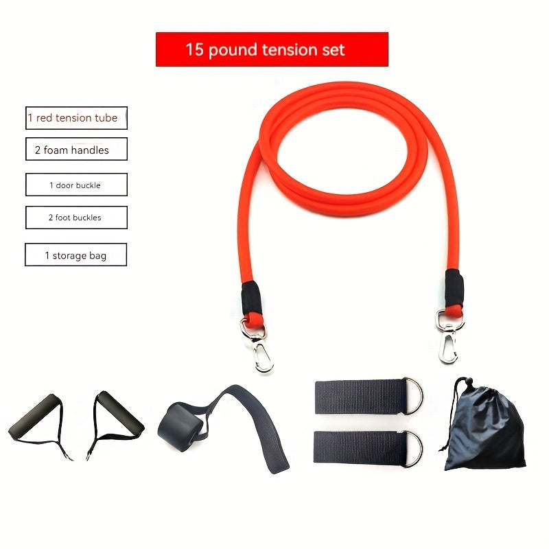 11pcs TPE Yoga Tension Rope Set Fitness Elastic Stretcher Universal