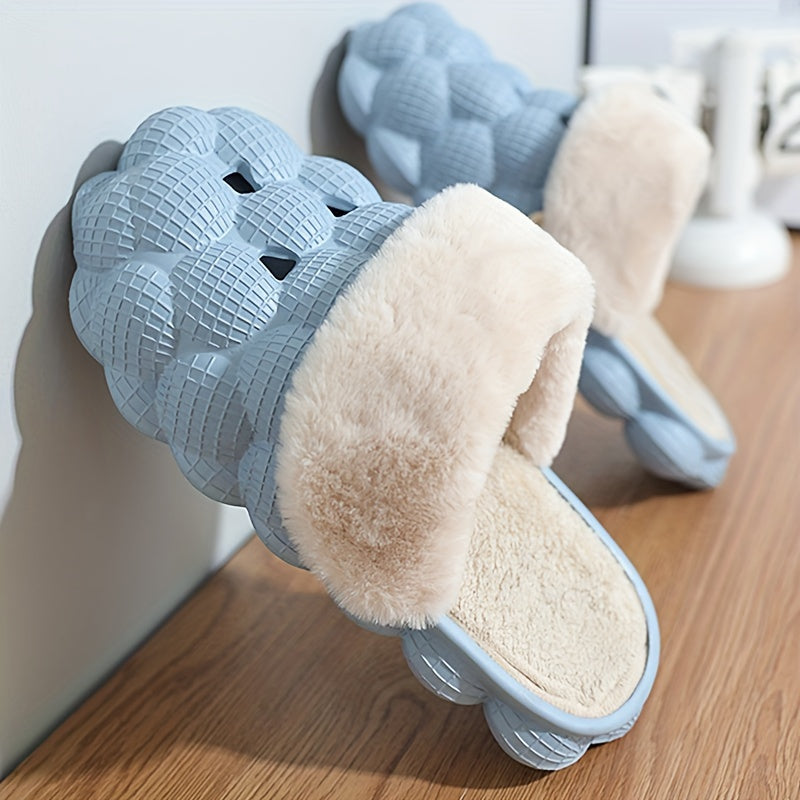 Women's Comfortable Fleece Outdoor Platform Hole Slippers