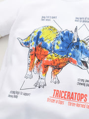 Boys Colorful Triceratops Painting Print T-shirt Kids Cotton Tee Top For Summer
