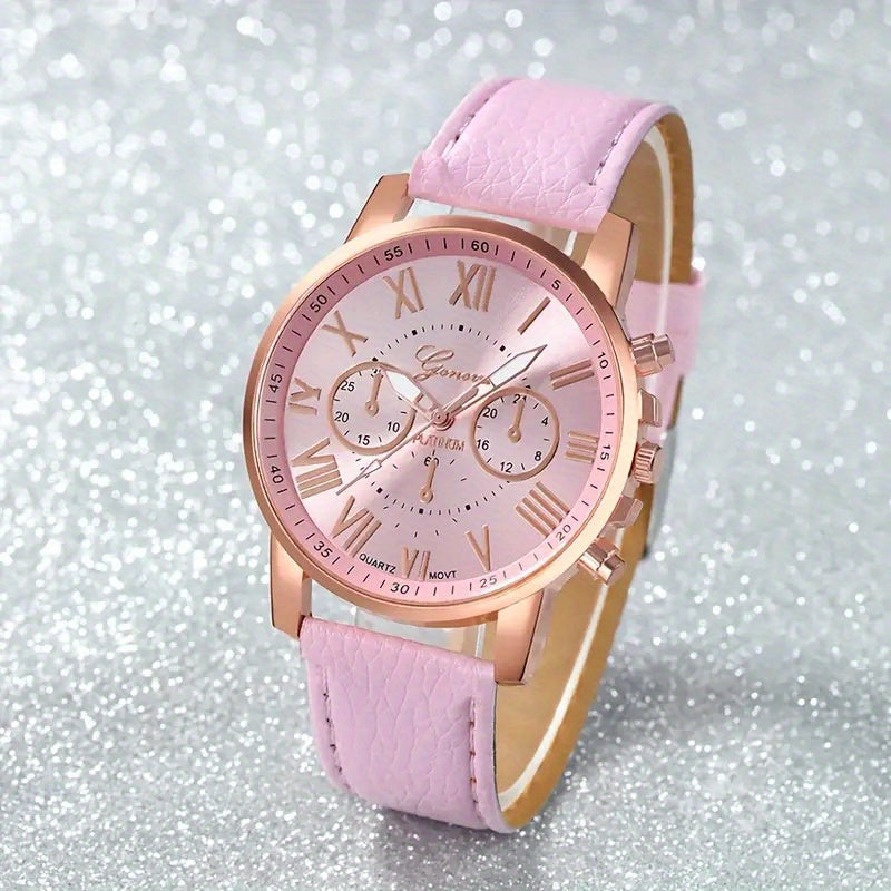 Stylish Watch Set 3pcs Roman Numeral Three Hand Watch Set
