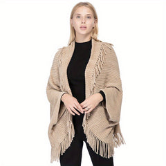 Warm Knitted Cardigan Fringe Shawl Wrap Windproof Cape