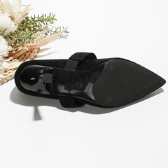 Women's Rhinestone Buckle Strap Dress Pumps