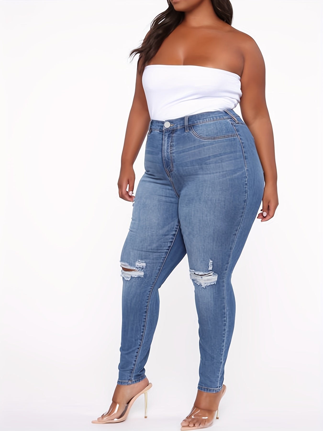 Women's Ripped High Stretch Slim Fit Jeans
