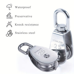2pcs Stainless Steel Single Pulley Block 360 Swivel Crane Pulley Block
