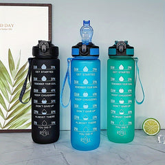 1000ml Gradient Water Bottle with Time Marker & Strap