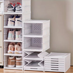 Folding Shoe Box With Door Dustproof Shoes Storage Box Household Organizer
